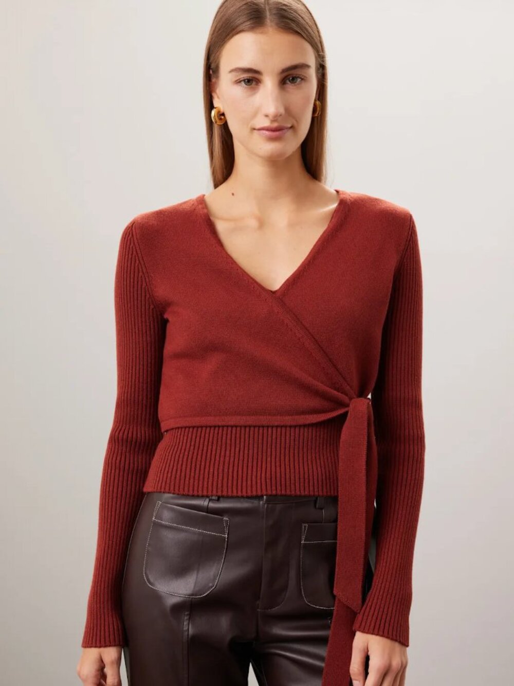 Toccin NY Knit Wrap Sweater in color cream XS